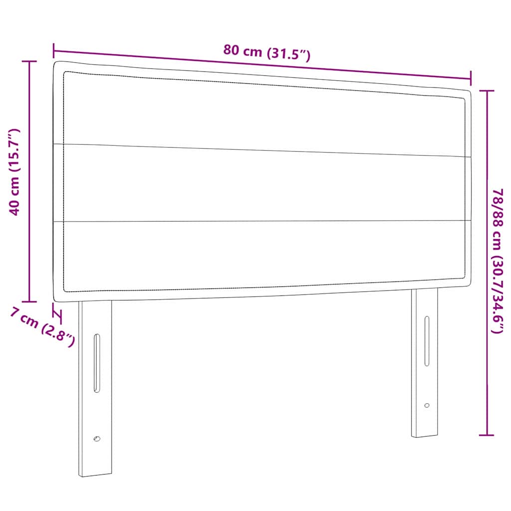 LED Kopfteil mit LED-Lichtleisten Creme 80 cm Stoff