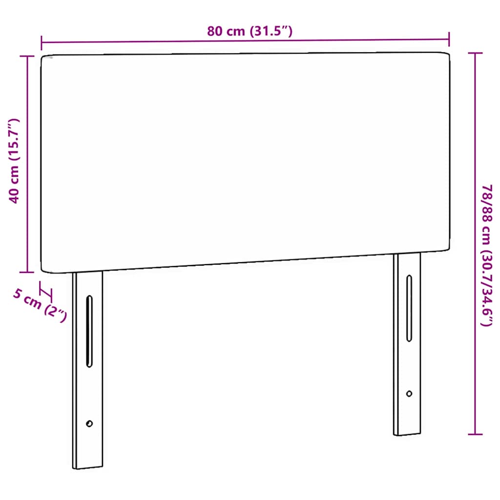 LED Kopfteil mit LED-Lichtleisten Hellgrau 80 cm Cordstoff