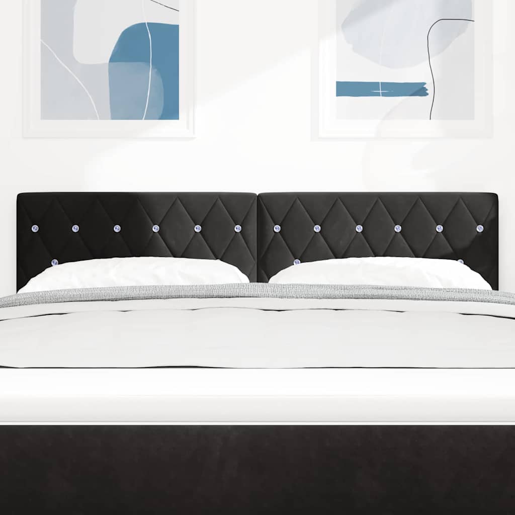 LED Kopfteil mit LED-Lichtleisten Schwarz 160 cm Samt