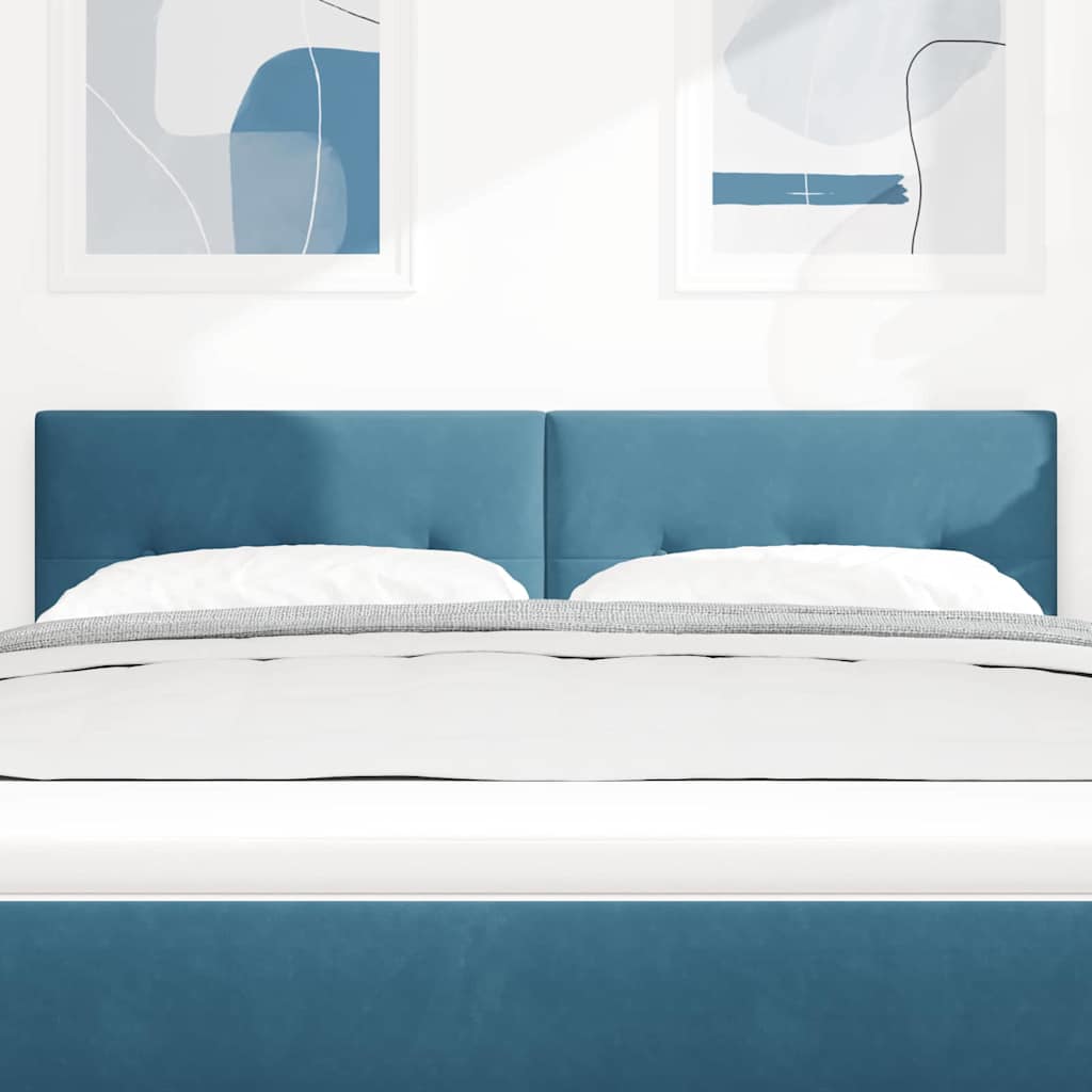 LED Kopfteil mit LED-Lichtleisten Blau 144 cm Samt