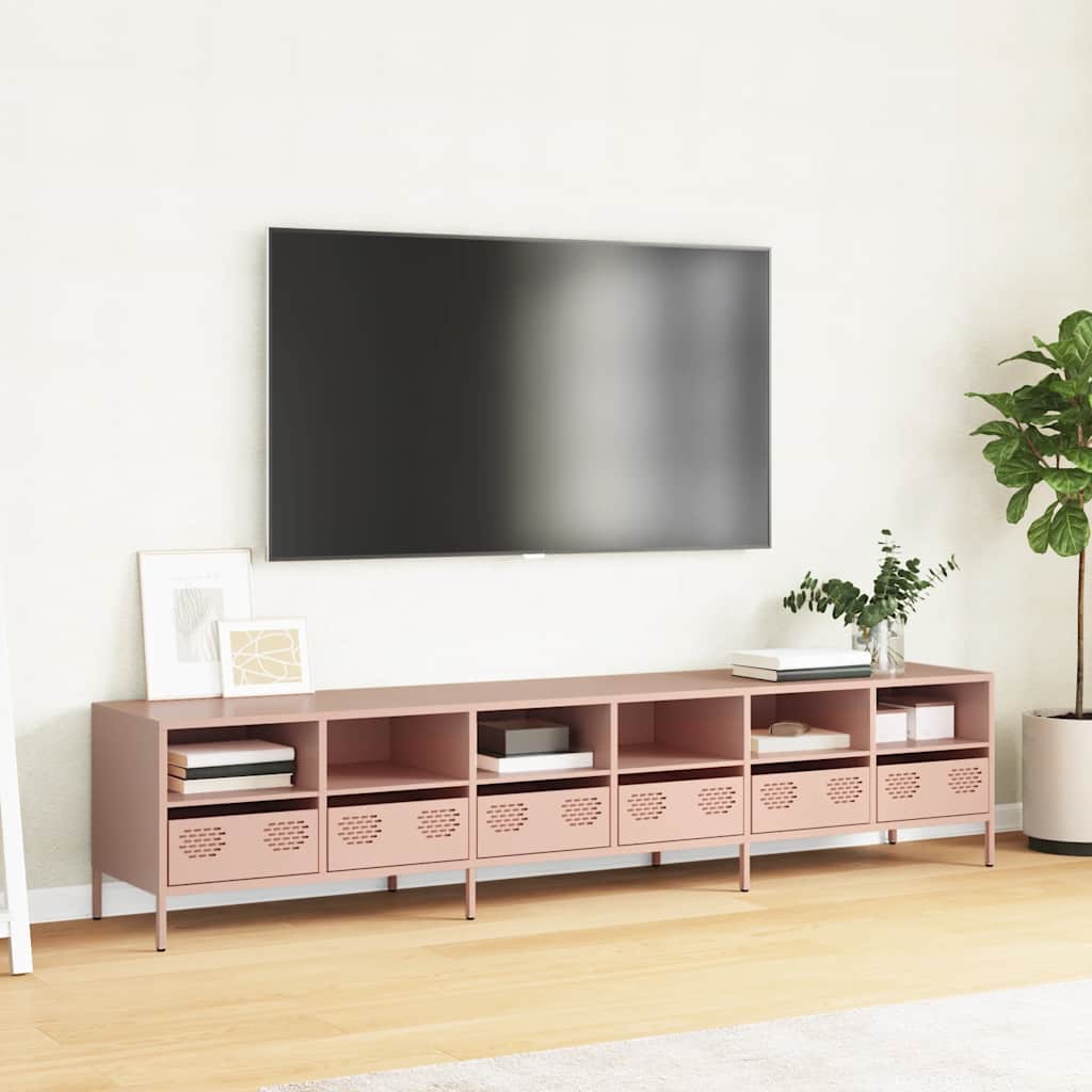 TV-Schrank Rosa 202x39x43,5 cm Kaltgewalzter Stahl