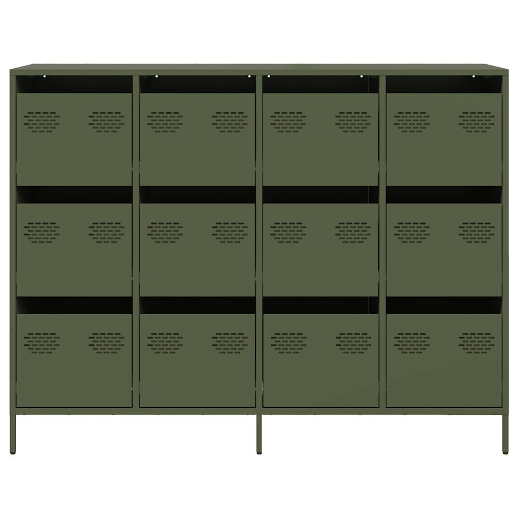 Sideboard Olivgrün 135x39x103,5 cm Kaltgewalzter Stahl