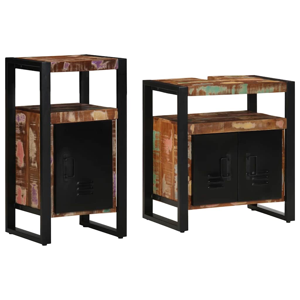 Badezimmermöbel-Set mit Regal 2 pcs Braun Massives Altholz