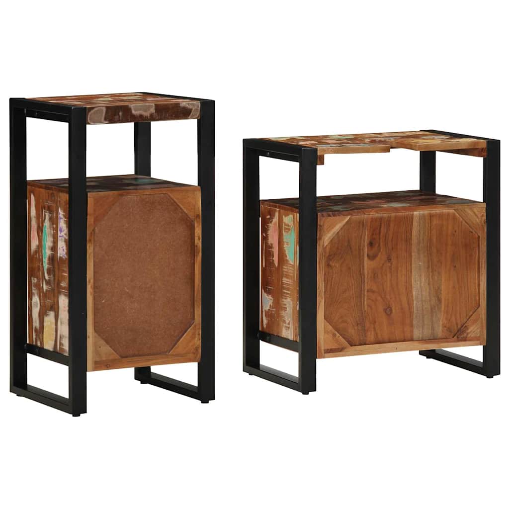 Badezimmermöbel-Set mit Regal 2 pcs Braun Massives Altholz