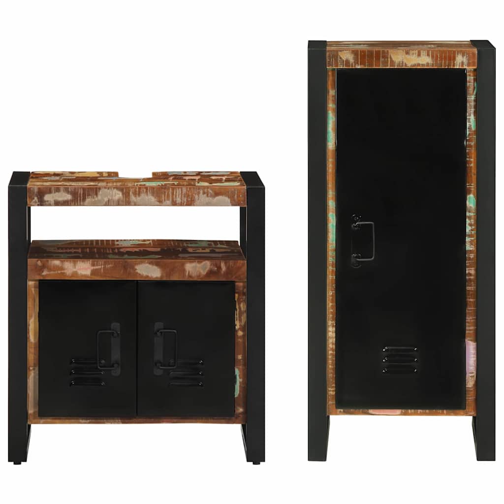 Badezimmermöbel-Set mit Regal 2 pcs Massives upgecyceltes Holz