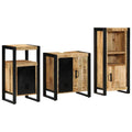 Badezimmermöbel-Set 3 pcs Braun und Schwarz Massivholz Mango