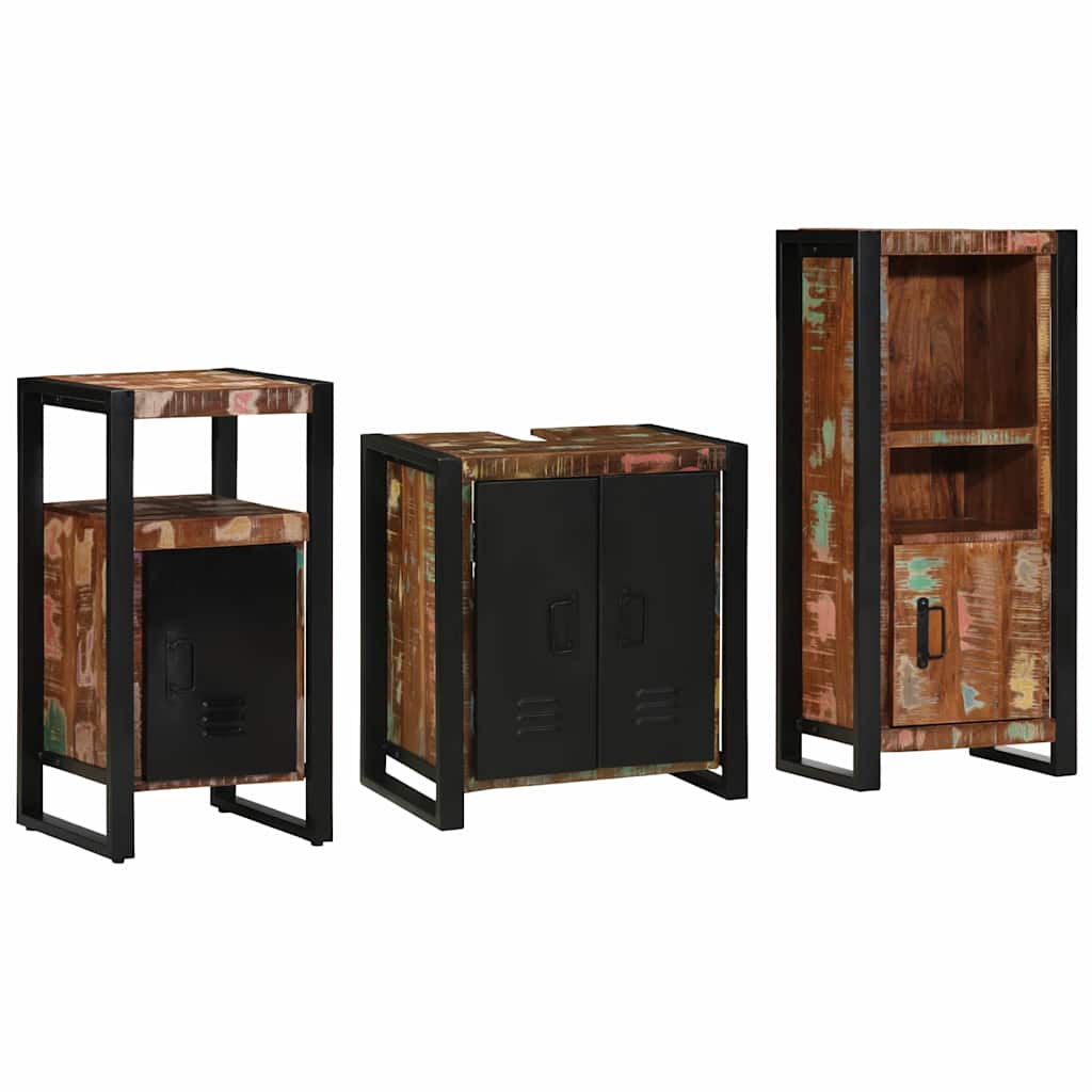 Badezimmermöbel-Set mit Regal 3 pcs Massives upgecyceltes Holz