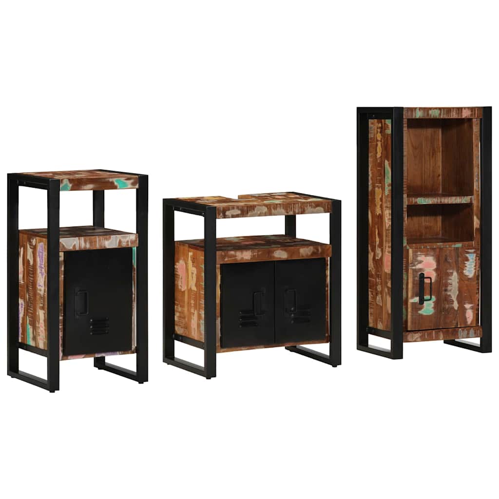 Badezimmermöbel-Set mit Regal 3 pcs Massives upgecyceltes Holz