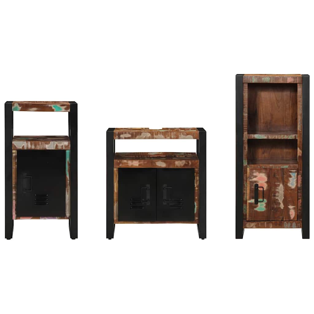 Badezimmermöbel-Set mit Regal 3 pcs Massives upgecyceltes Holz