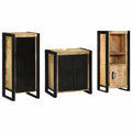 Badezimmermöbel-Set 3 pcs Braun und Schwarz Massivholz Mango