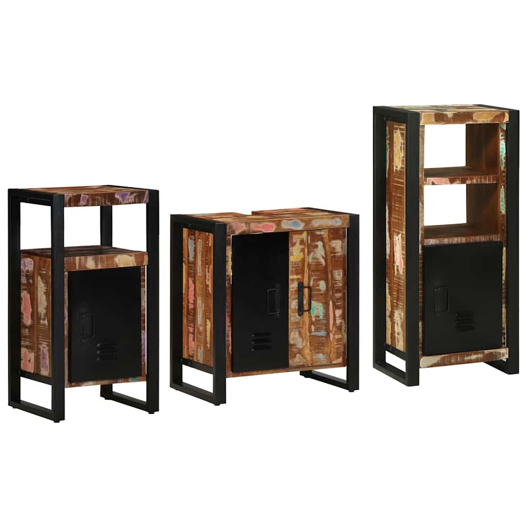 Badezimmermöbel-Set mit Regal 3 pcs Massives upgecyceltes Holz