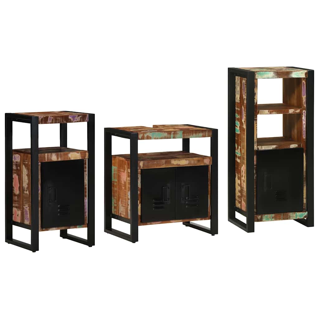 Badezimmermöbel-Set mit Regal 3 pcs Massives upgecyceltes Holz