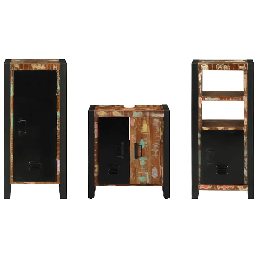 Badezimmermöbel-Set mit Regal 3 pcs Massives upgecyceltes Holz
