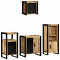 Badezimmermöbel-Set 4 pcs Braun und Schwarz Massivholz Mango