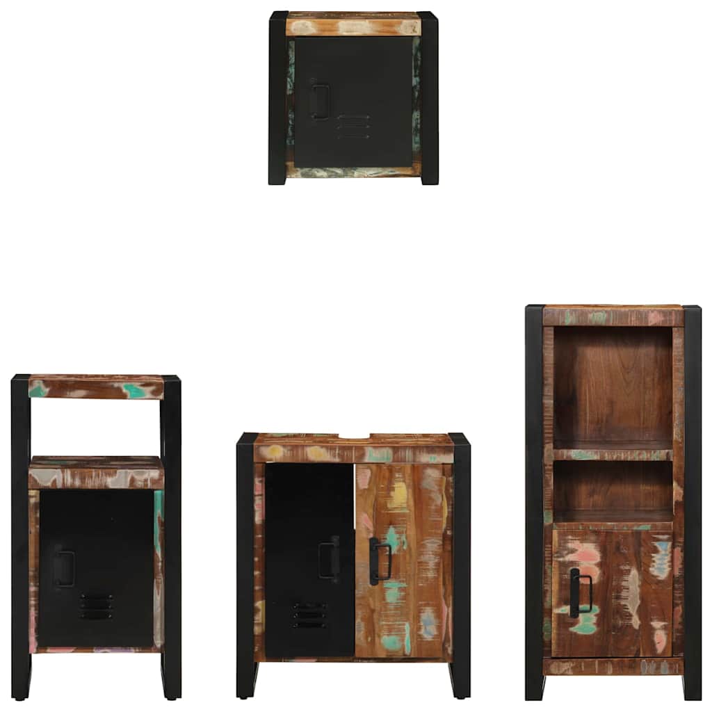 Badezimmermöbel-Set mit Regal 4 pcs Massives upgecyceltes Holz