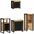 Badezimmermöbel-Set 4 pcs Braun und Schwarz Massivholz Mango