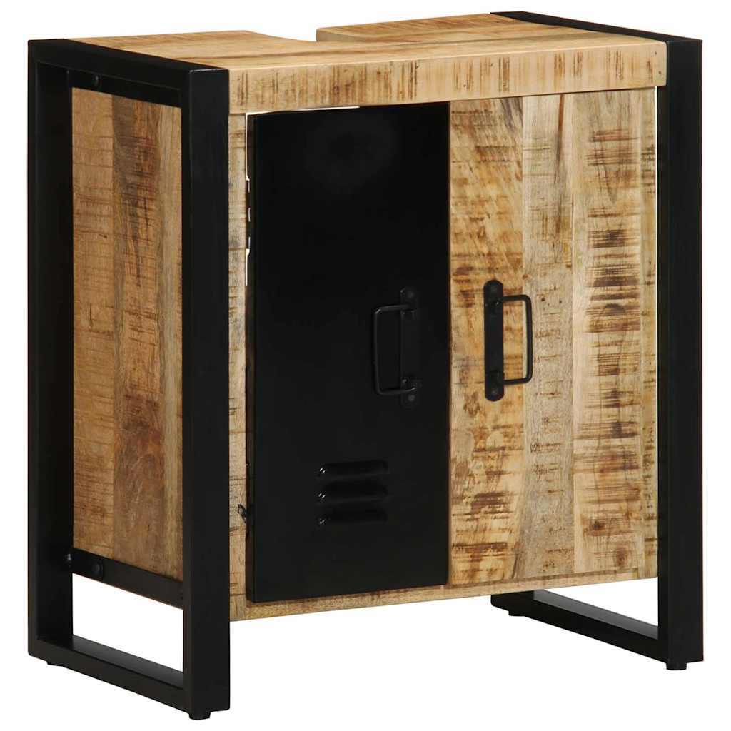 Badezimmermöbel-Set 4 pcs Braun und Schwarz Massivholz Mango