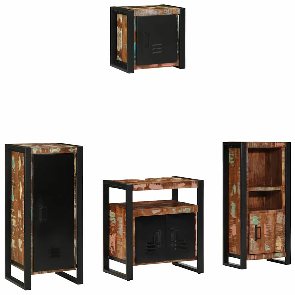 Badezimmermöbel-Set mit Regal 4 pcs Massives upgecyceltes Holz