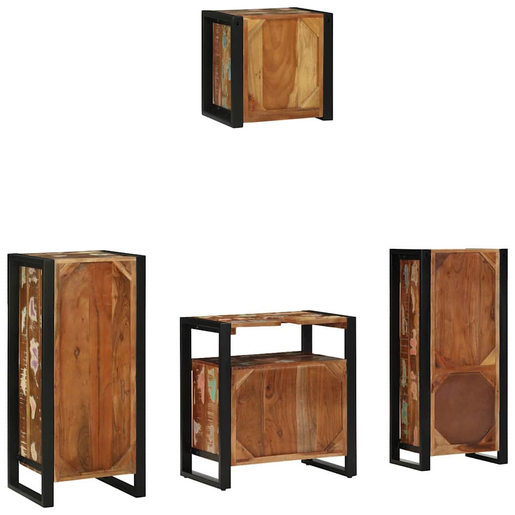 Badezimmermöbel-Set mit Regal 4 pcs Massives upgecyceltes Holz