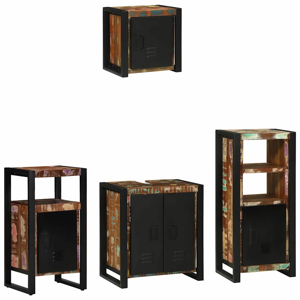 Badezimmermöbel-Set mit Regal 4 pcs Massives upgecyceltes Holz