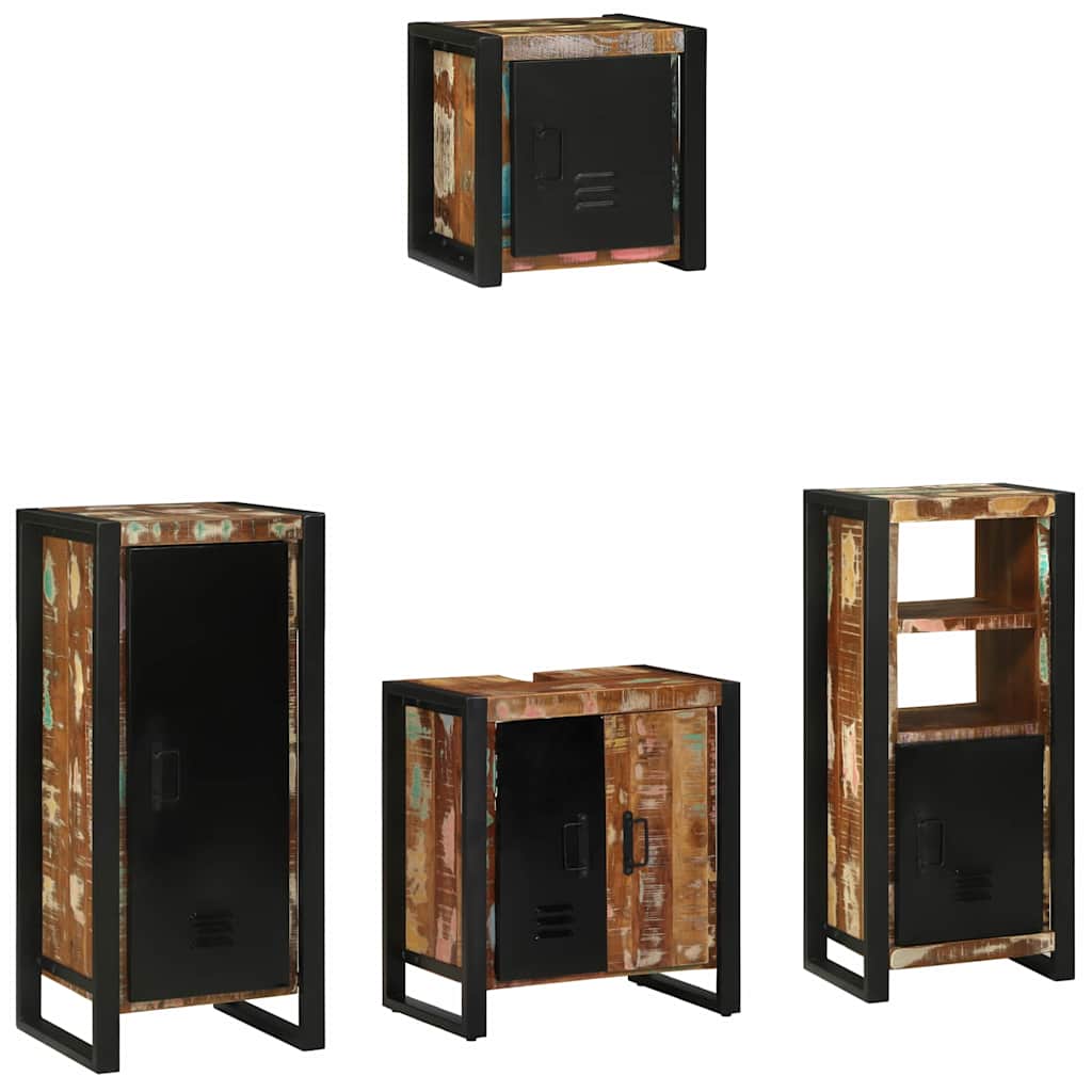 Badezimmermöbel-Set mit Regal 4 pcs Massives upgecyceltes Holz