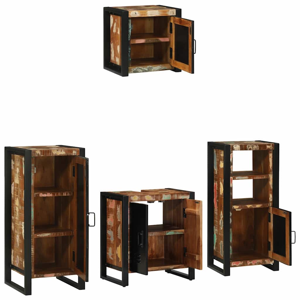 Badezimmermöbel-Set mit Regal 4 pcs Massives upgecyceltes Holz