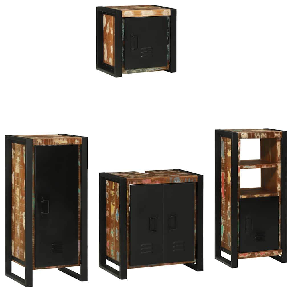 Badezimmermöbel-Set mit Regal 4 pcs Massives upgecyceltes Holz