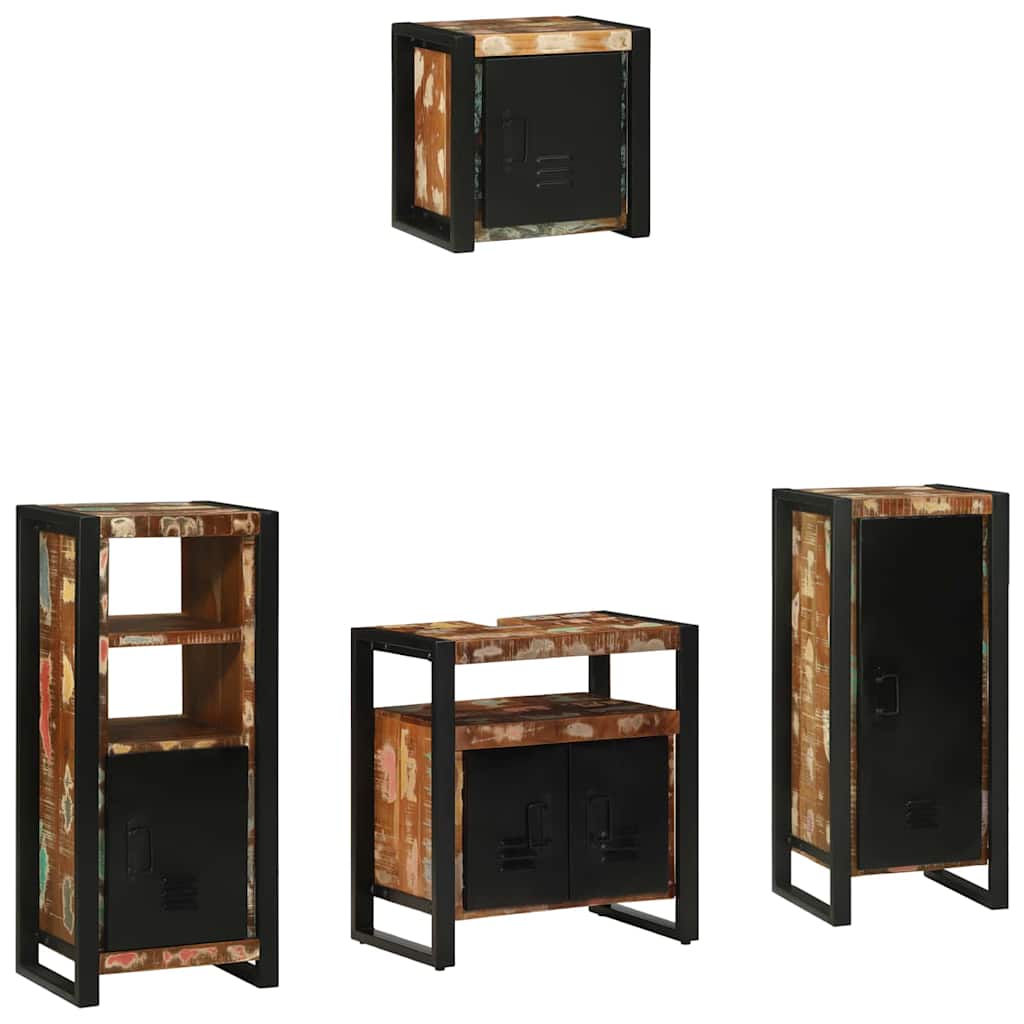 Badezimmermöbel-Set mit Regal 4 pcs Massives upgecyceltes Holz