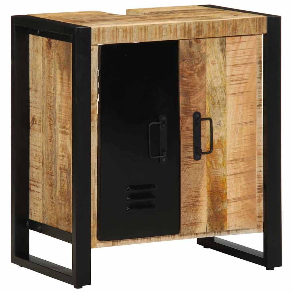 Badezimmermöbel-Set 4 pcs Braun und Schwarz Massivholz Mango