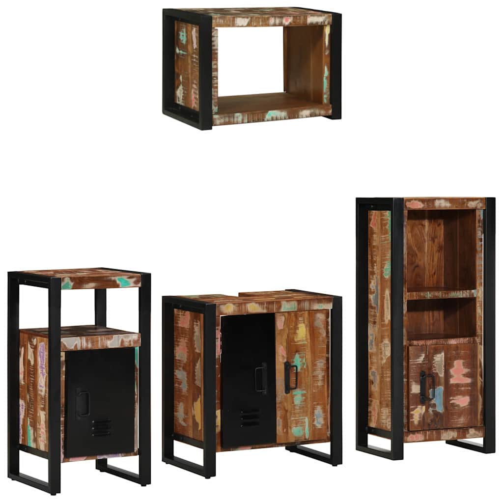 Badezimmermöbel-Set mit Regal 4 pcs Massives upgecyceltes Holz