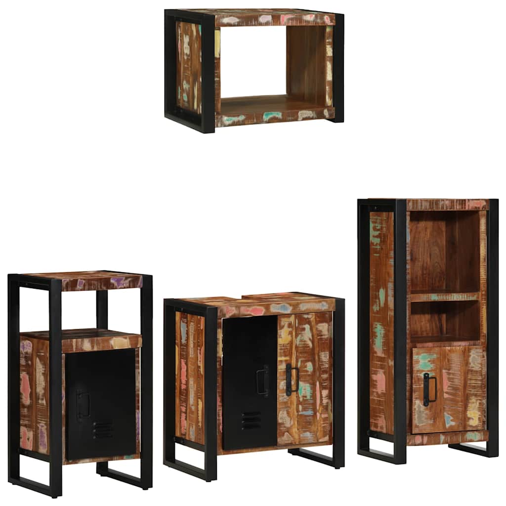 Badezimmermöbel-Set mit Regal 4 pcs Massives upgecyceltes Holz