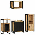 Badezimmermöbel-Set 4 pcs Braun und Schwarz Massivholz Mango