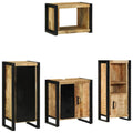 Badezimmermöbel-Set 4 pcs Braun und Schwarz Massivholz Mango