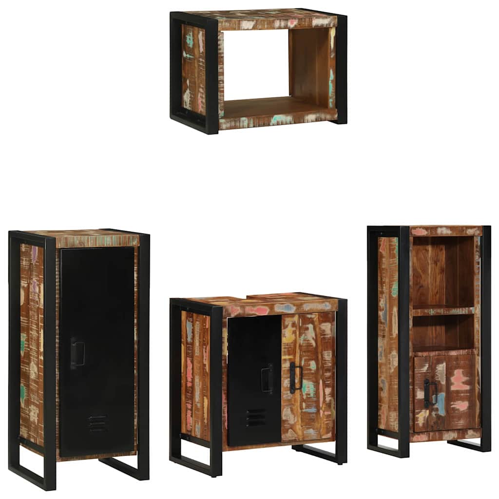 Badezimmermöbel-Set mit Regal 4 pcs Massives upgecyceltes Holz