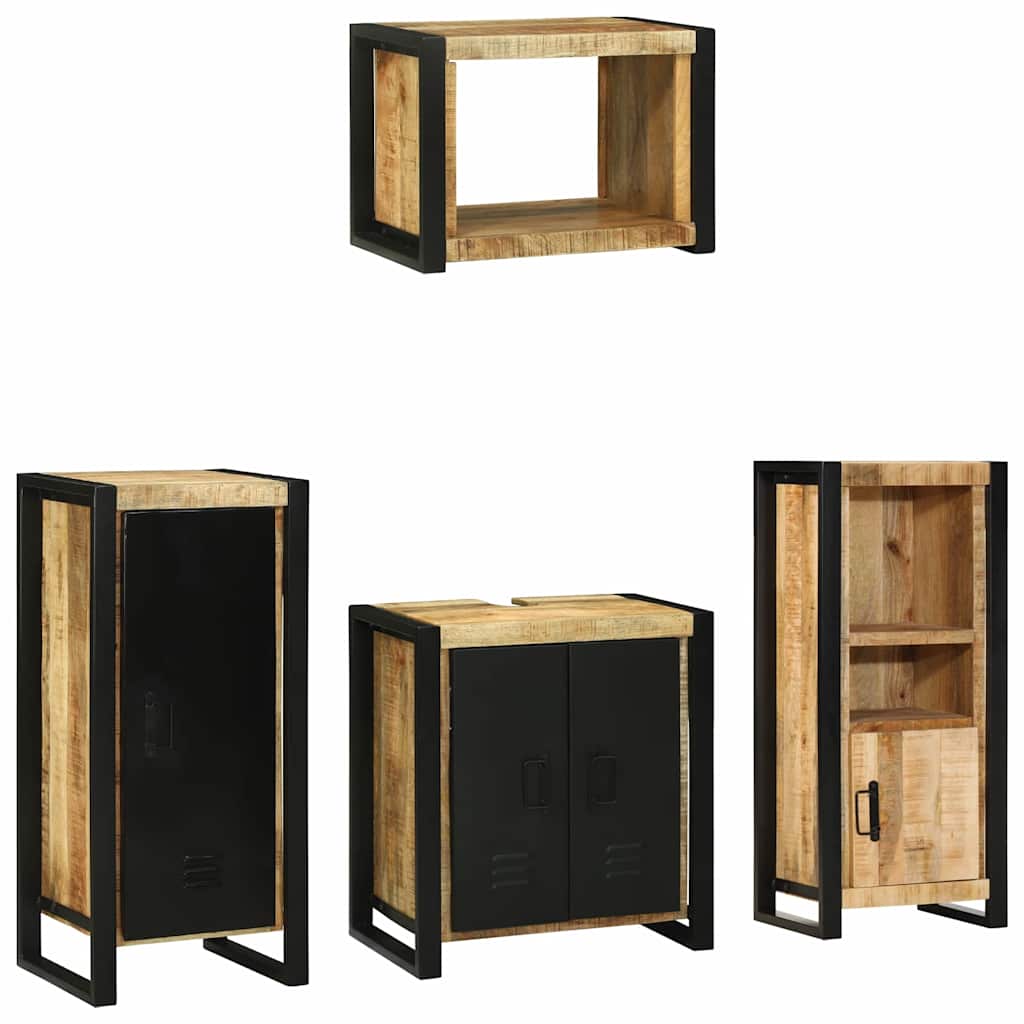 Badezimmermöbel-Set 4 pcs Braun Massives upgecyceltes Holz