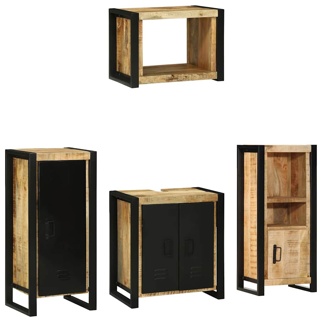 Badezimmermöbel-Set 4 pcs Braun Massives upgecyceltes Holz