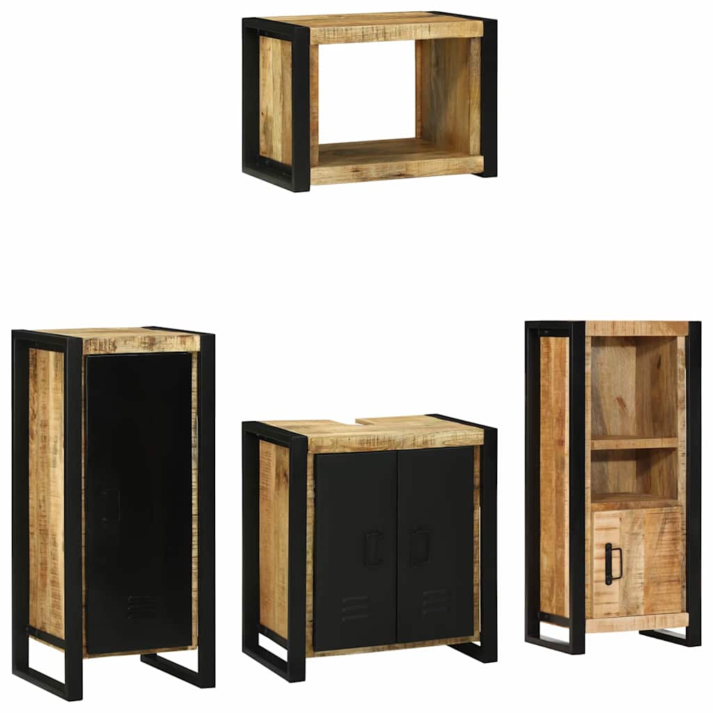 Badezimmermöbel-Set 4 pcs Braun Massives upgecyceltes Holz