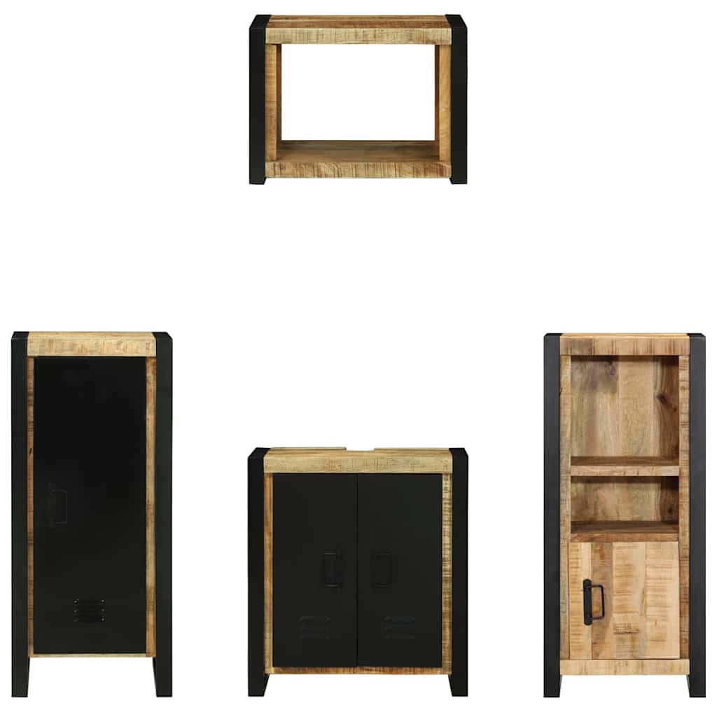 Badezimmermöbel-Set 4 pcs Braun Massives upgecyceltes Holz