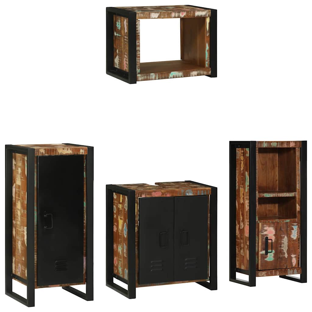 Badezimmermöbel-Set mit Regal 4 pcs Massives upgecyceltes Holz