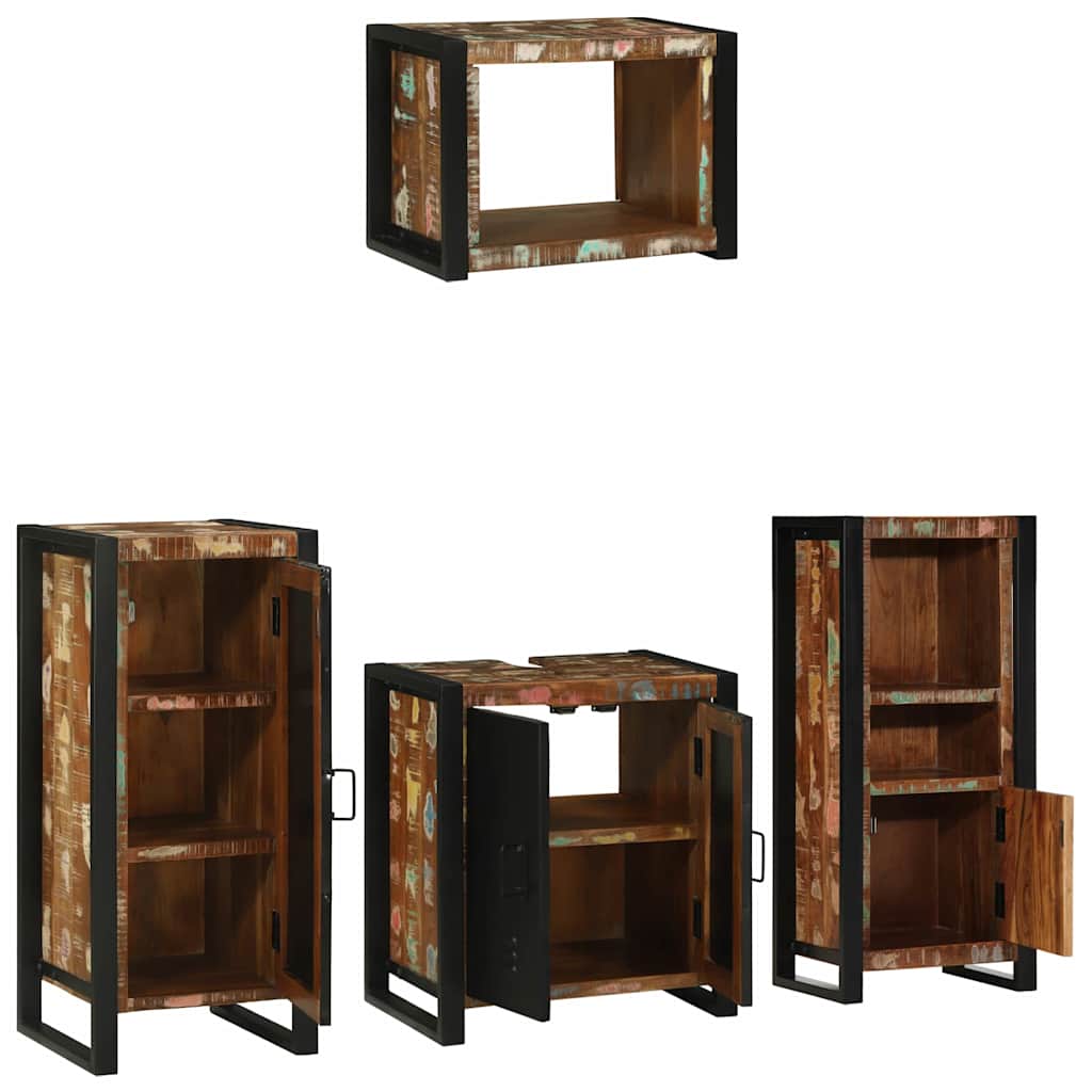 Badezimmermöbel-Set mit Regal 4 pcs Massives upgecyceltes Holz