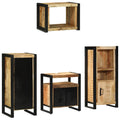 Badezimmermöbel-Set 4 pcs Braun und Schwarz Massivholz Mango