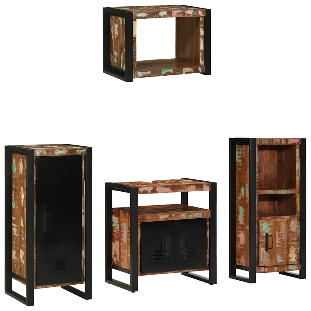 Badezimmermöbel-Set mit Regal 4 pcs Massives upgecyceltes Holz