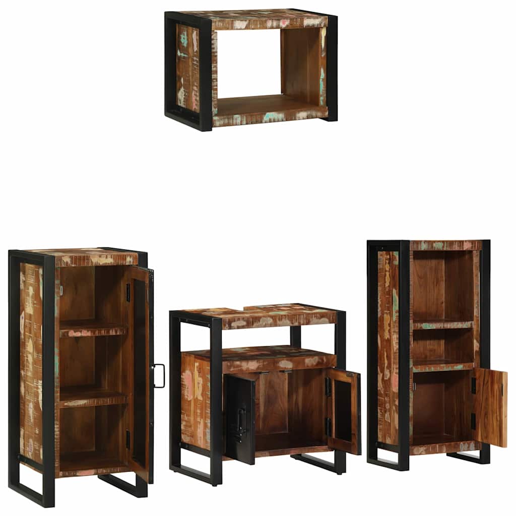 Badezimmermöbel-Set mit Regal 4 pcs Massives upgecyceltes Holz