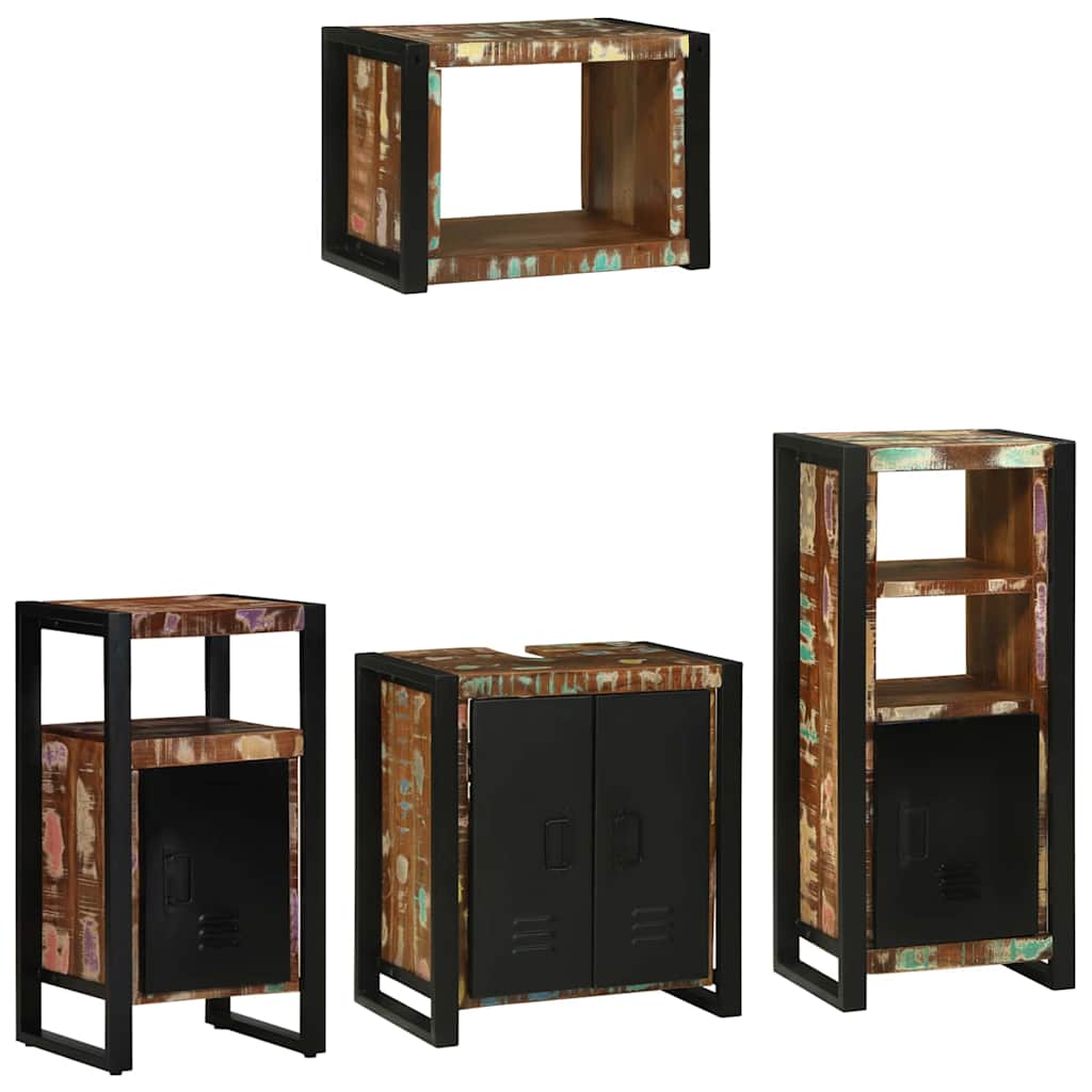 Badezimmermöbel-Set mit Regal 4 pcs Massives upgecyceltes Holz