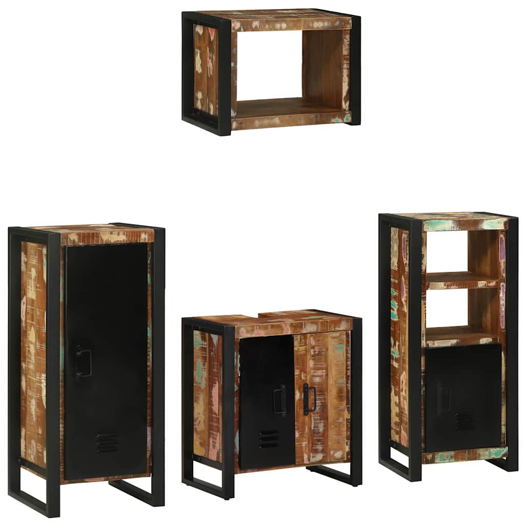 Badezimmermöbel-Set mit Regal 4 pcs Massives upgecyceltes Holz