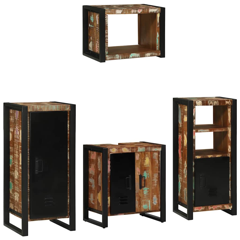Badezimmermöbel-Set mit Regal 4 pcs Massives upgecyceltes Holz