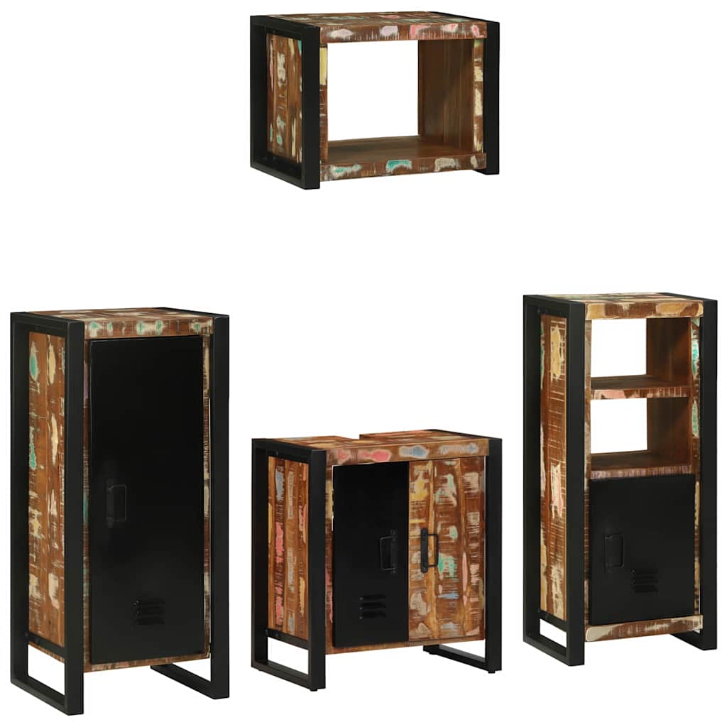 Badezimmermöbel-Set mit Regal 4 pcs Massives upgecyceltes Holz