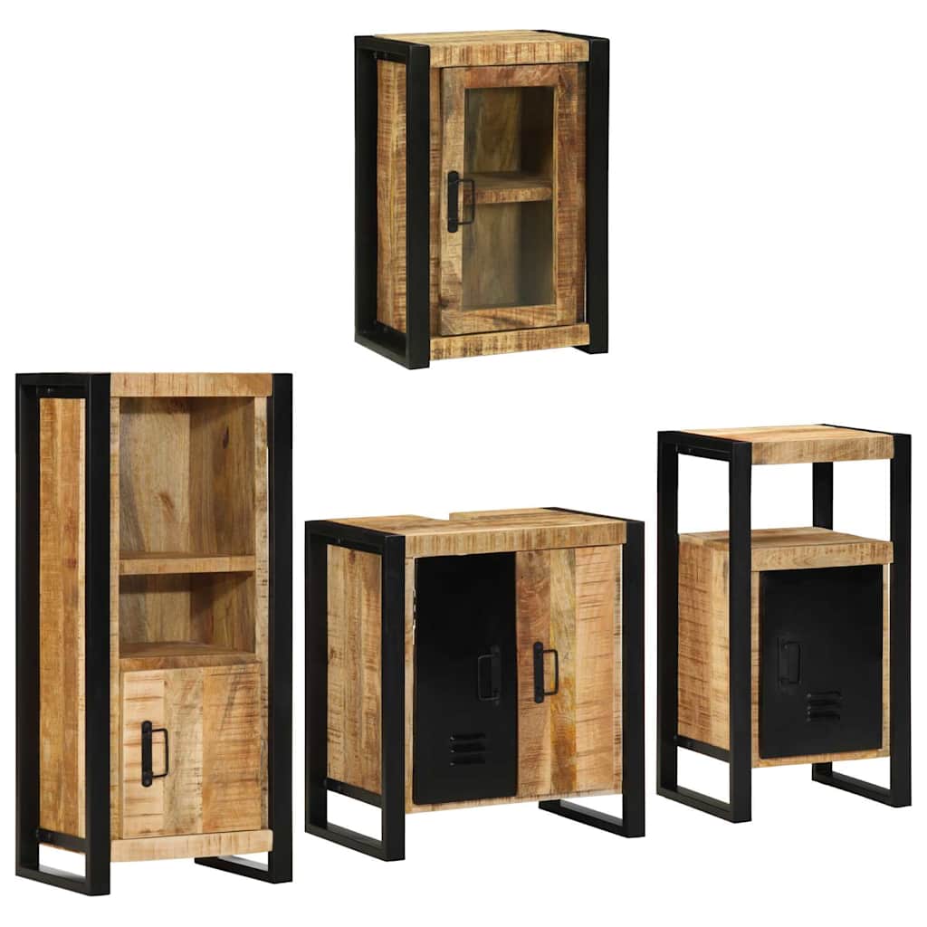 Badezimmermöbel-Set mit Regal 4 pcs Braun Massives Mangoholz