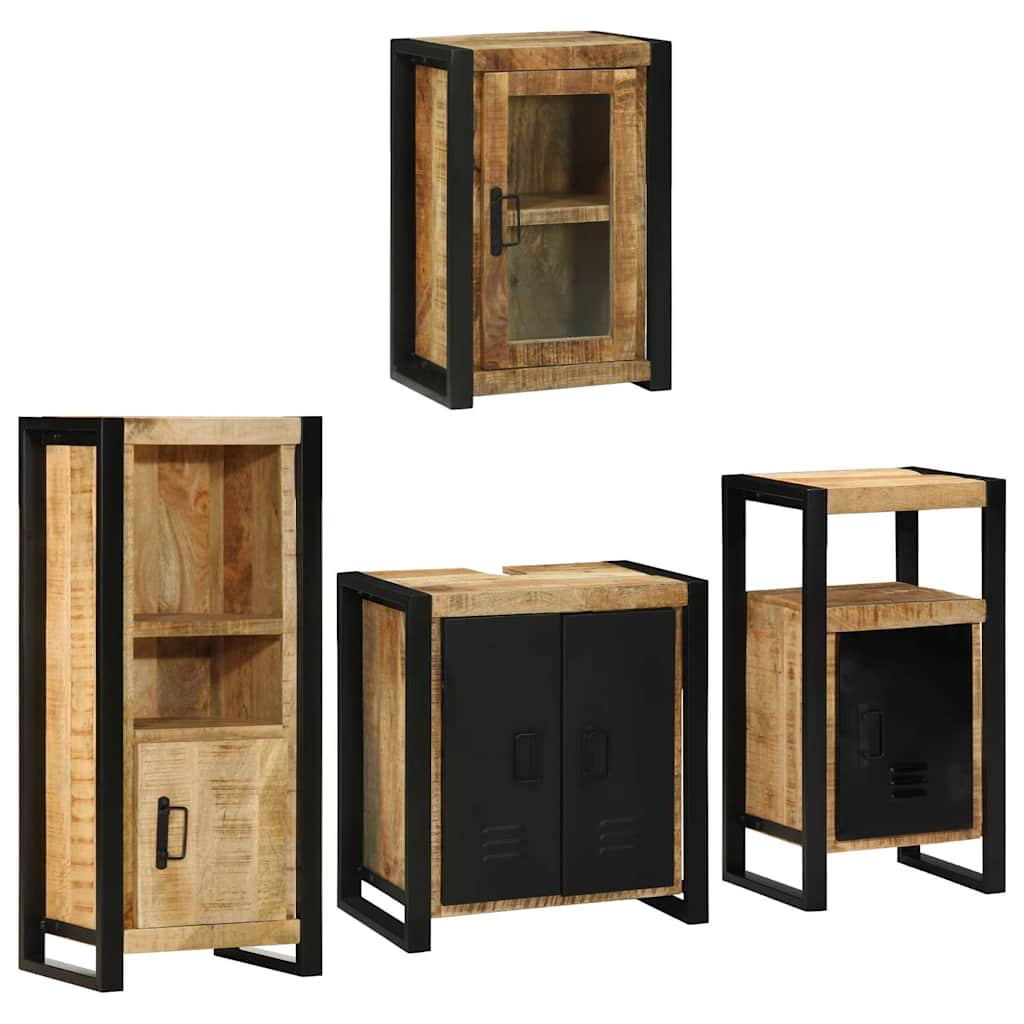 Badezimmermöbel-Set mit Regal 4 pcs Braun Massives Mangoholz