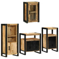 Badezimmermöbel-Set Wandmontiert 4 pcs Braun Massives Mangoholz